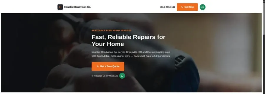 Prévia do site Ironclad Handyman Co.